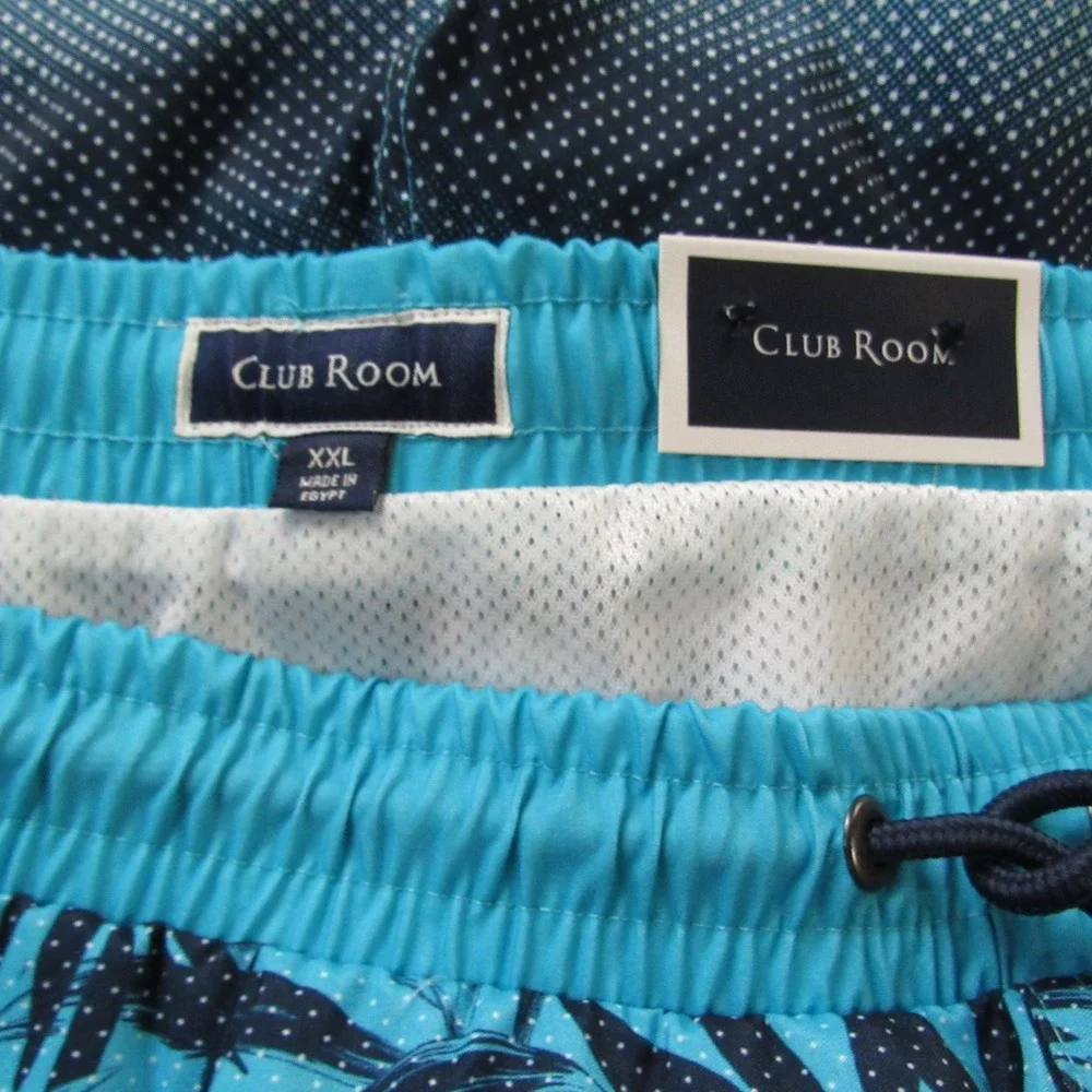 Club Room Swim‎ Trunks Shorts Blue Floral Print XXL Polyester Mesh Lined